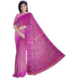                       PREOSY Women's Tissue Khadi Cotton Saree With Unstitched Blouse In Pink                                              