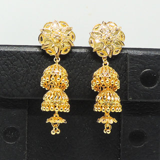 Traditional 1gm gold and micron plated chained jhumkis Traditional 1gm gold and micron plated chained jhumkis