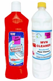 MVN CLEANER BATHROOM CLEANER(RED) 500 ML WITH FLOOR CLEANER 1 LTR.(PACK OF 2)