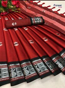 Red Colour Cotton Embellished Saree