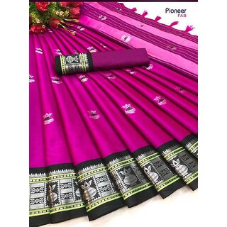                       Pink Colour Cotton Embellished Saree                                              