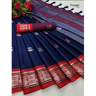 Navy Blue Colour Cotton Embellished Saree Navy Blue Colour Cotton Embellished Saree