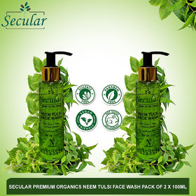 Secular Premium neem  tulsi extracts face wash pack of 2 x 100ml Face Wash