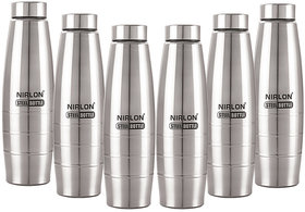 Nirlon Bpa Free, Stainless Steel, Silver Color Bottle,Combo Set Of 6Pc ,Easy To Carry Anywhere,1000Ml