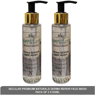 Secular Derma Repair  Premium Naturals - Mild Cleanser For Face  Paraben  Sulphate Free Gentle (Pack of 2)100ml