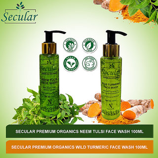                       Secular Anti Acne Neem Tulsi , Wild Turmeric Combos  Best Cleanser For Acne - Face Wash 200ml                                              