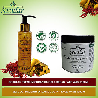                       Secular Gold Kesar and Ubtan Combos For Sun Tan and Glowing Skin (200 g)                                              