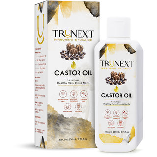 TRUNEXT COLD PRESSED 100  PURE CASTOR OIL FOR HAIR GROWTH, NO PARABEN  SULPHATE ,200ml