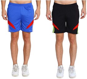 M.R.D. Running  Sports Shorts for Men with Zipper Pockets (Pack of 2) (Sky Blue & Black)