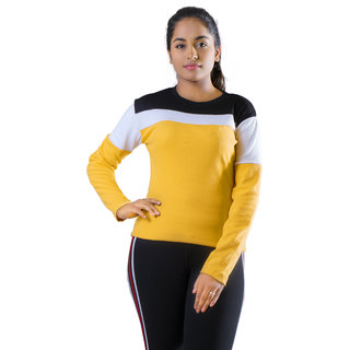                       Women's Yellow Cotton Blend Sweatshirt By Ww Won Now                                              