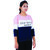 Women's Pink Color Block Round Neck Full Sleeves T-Shirts By Ww Won Now