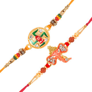 Vighnaharta Swastik and Vakratund Ganesh Rakhi Vighnaharta Swastik and Vakratund Ganesh Rakhi