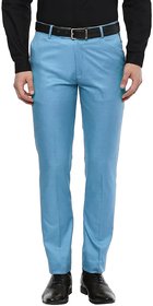 Inspire Jacu Sky Blue Slim Fit Formal Trouser