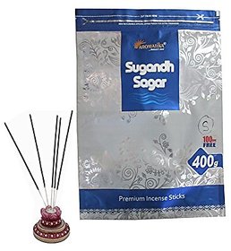 Aromatika Sugandh Sagar Incense Sticks Zipper Pack 400gm with 100g Extra fragrances Pack of 2