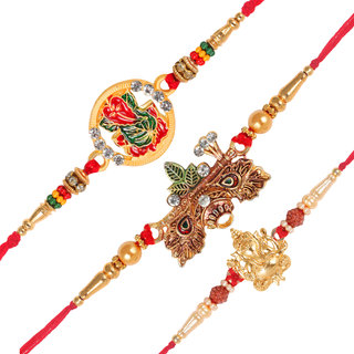 Vighnaharta Pan Ganesh, Dahihandi and magalmurti Rakhi Set Vighnaharta Pan Ganesh, Dahihandi and magalmurti Rakhi Set