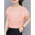 Vivient Women Peach Ruffle Sleeve Neck Button Top