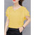 Elizy Women Yellow Ruffle Sleeve Neck Button Top