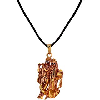                       M Men Style Lord Radha Krishna Religious Hindu God Gold-plated Brass Pendant  Gold  Brass Temple Jewelery Pendant                                              