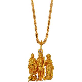                       M Men Style Lord Ram Laxman Sita Hanuman Religious Temple Jewellery Lover Gift  Gold  Brass Temple Jewelery Pendant                                              