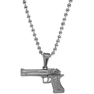                       M Men Style Titanium, Sterling Silver Stainless Steel Gun Charm Pendant  Silver  Stainless Steel Gun Pendant                                              