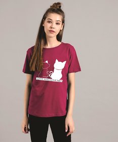 Kotty Women's Maroon Round Neck T-Shirts