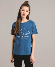 Kotty Women's Blue Round Neck T-Shirts