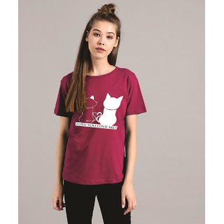                       Kotty Women's Maroon Round Neck T-Shirts                                              