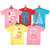 Boys Printed Pure Cotton T Shirt  (Multicolor, Pack of 5) yellow,pink,pink,red,blue