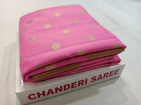 Chanderi pure handwoven masraise silk saree.