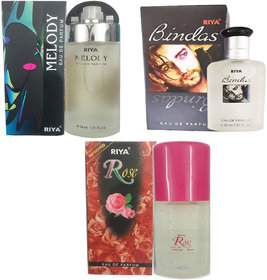 Riya Rose Perfume (30 ML) , Riya Melody Perfume (Black)(30ml), Riya Bindas Perfume (30ml) (pack of 3)