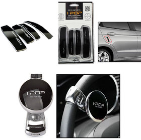Universal i-Pop Black Big Size Car Steering Wheel Power Holder Knob Spinner  Door Guard By Spidy Moto