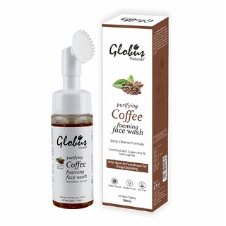                       Globus Naturals Coffee Brightening Face wash with Face Massage Brush                                              