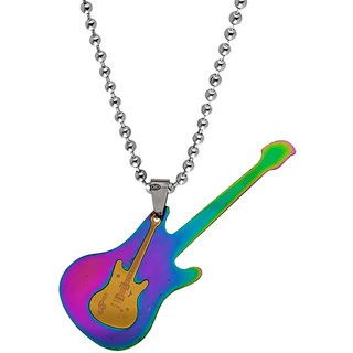                       M Men Style Rock Star Jewelry Music Note Electric Guitar Locket Pendant   Multi  Brass Guitar Pendant                                              