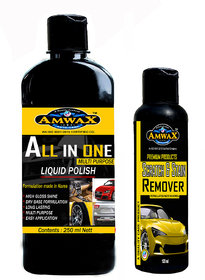 AMWAX ALL IN ONE LIQUID POLISH 250 ML (CAP PKG) + AMWAX SCRATCH  STAIN REMOVER 120 ML