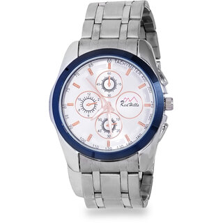                       RedHills Silver With White Round Dial Shape Analog Men's Watch - Stainless Steel (304)                                              