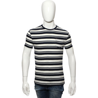                       Red Line Navy Stripes Crew Neck T-Shirts                                              