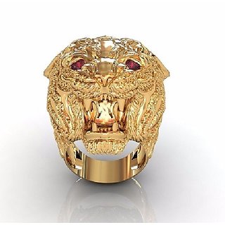                       Jaipur Gemstone-Gold plated Tiger head design fashion ring for men and women                                              