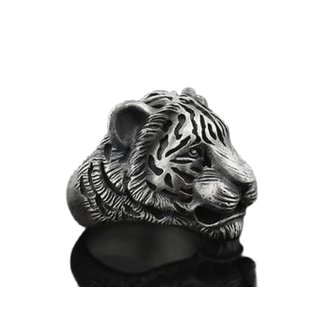                       Ceylonmine-Silver Stainless Steel Vintage Tiger Biker Ring for Men & Boys                                              