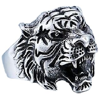                       Ceylonmine-Majestic Tiger Face Roaring Ring for Mens and Boys Alloy Brass Plated Ring                                              