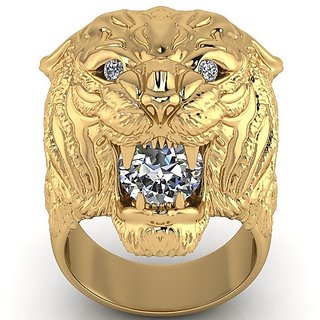                       Ceylonmine-Creative Natural Jewelry Tiger Head Ring Men and women Personality gold Plated Ring                                              