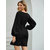 Code Yellow Women Elegant Black Elastic Sleeve Crepe Short Dress