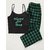 Code Yellow Women Black VAD Print Tee And Black Check Box Lower