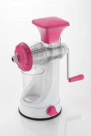 MARKDEYAN Fruit Juicer Plastic Fruit Hand Juicer with Stainless Steel Handle and Juice Collector Jar MULTI-COLOR PINK