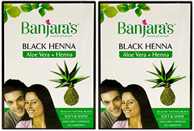 Banjaras Black Henna Aloe Vera And Henna Hair Color 50gm Pack Of 2