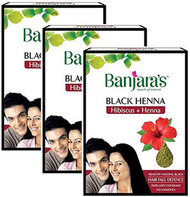 Banjaras Black Hibiscus And Henna Hair Colour 50gm Pack Of 3