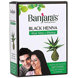                       Banjaras Black Aloe Vera And Henna Hair Colour 50gm                                              