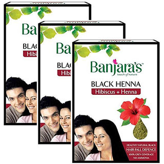 Banjaras Black Hibiscus And Henna Hair Colour 50gm Pack Of 3