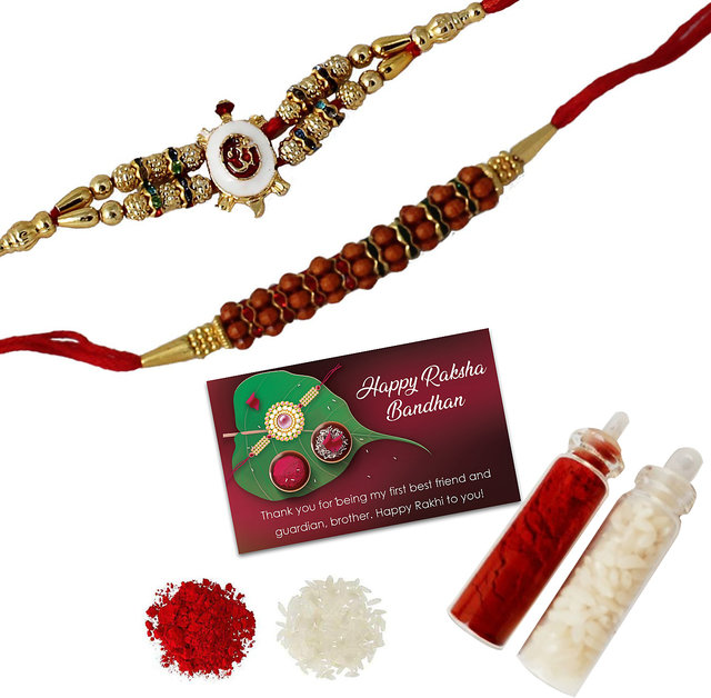 KARTIK Dora Rakhi Set For Brother & Bhabhi – Includes 6 Rakhis, Roli Chawal Bottles, Greeting Card, Traditional Indian Festival Gift - View #5