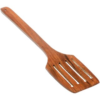                       Handcrafted Wooden Slotted Turner Spoon/ Wooden Slotted Turner Spatula or Ladle Dark Brown pack of 1                                              
