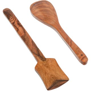 Handcrafted Wooden Rice Serving Spoon  Serving Spoon Dark Brown  pack of 2